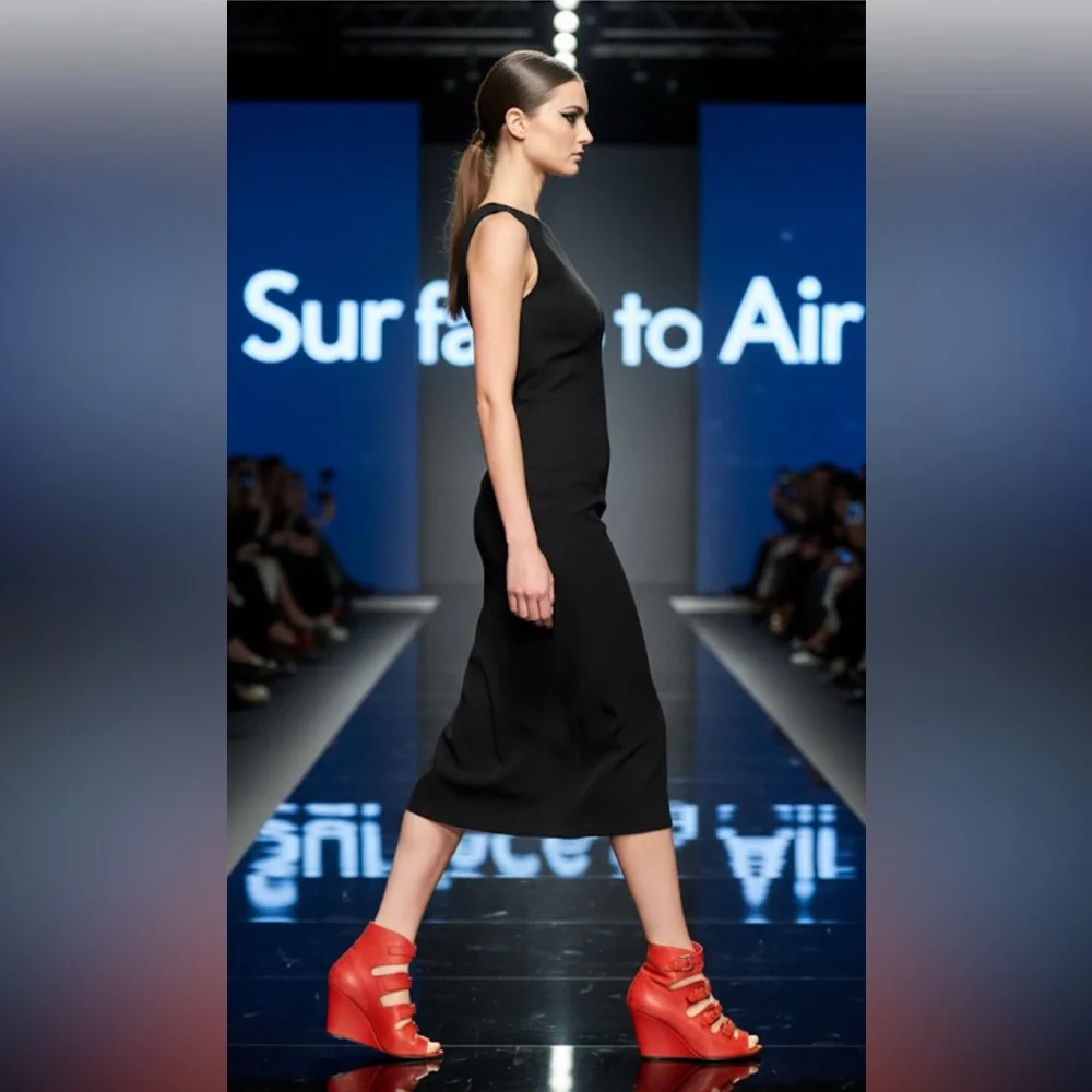 Authentic Surface To Air red leather designer wedge sandals sz 7 Euro 37